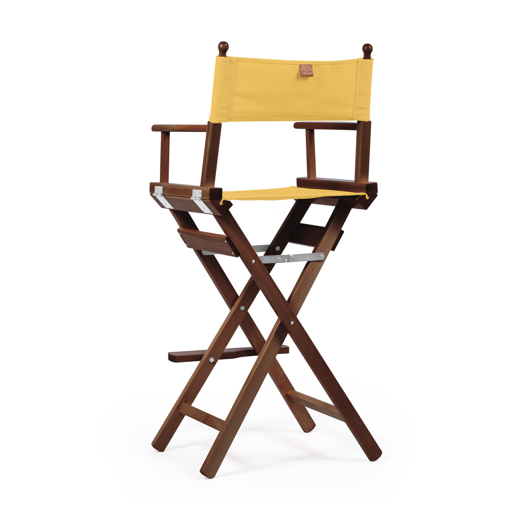 Director's Chair Make-up Mustard Yellow Telami waterproof Design Made in Italy outdoor furniture patio chairs teak-dyed frame