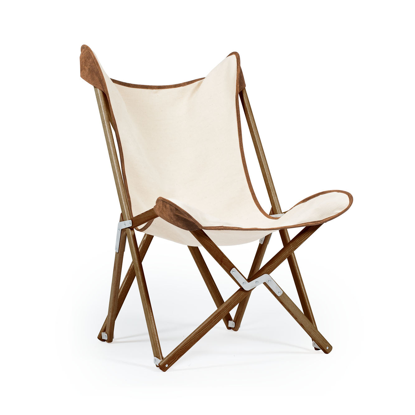 Telami Tripolina is a made in Italy design chair. Telami Tripolina is the original chair. Tripolina Ecru and suede is the iconic armchair, the design legend folding chair and patio chair for outdoor furniture