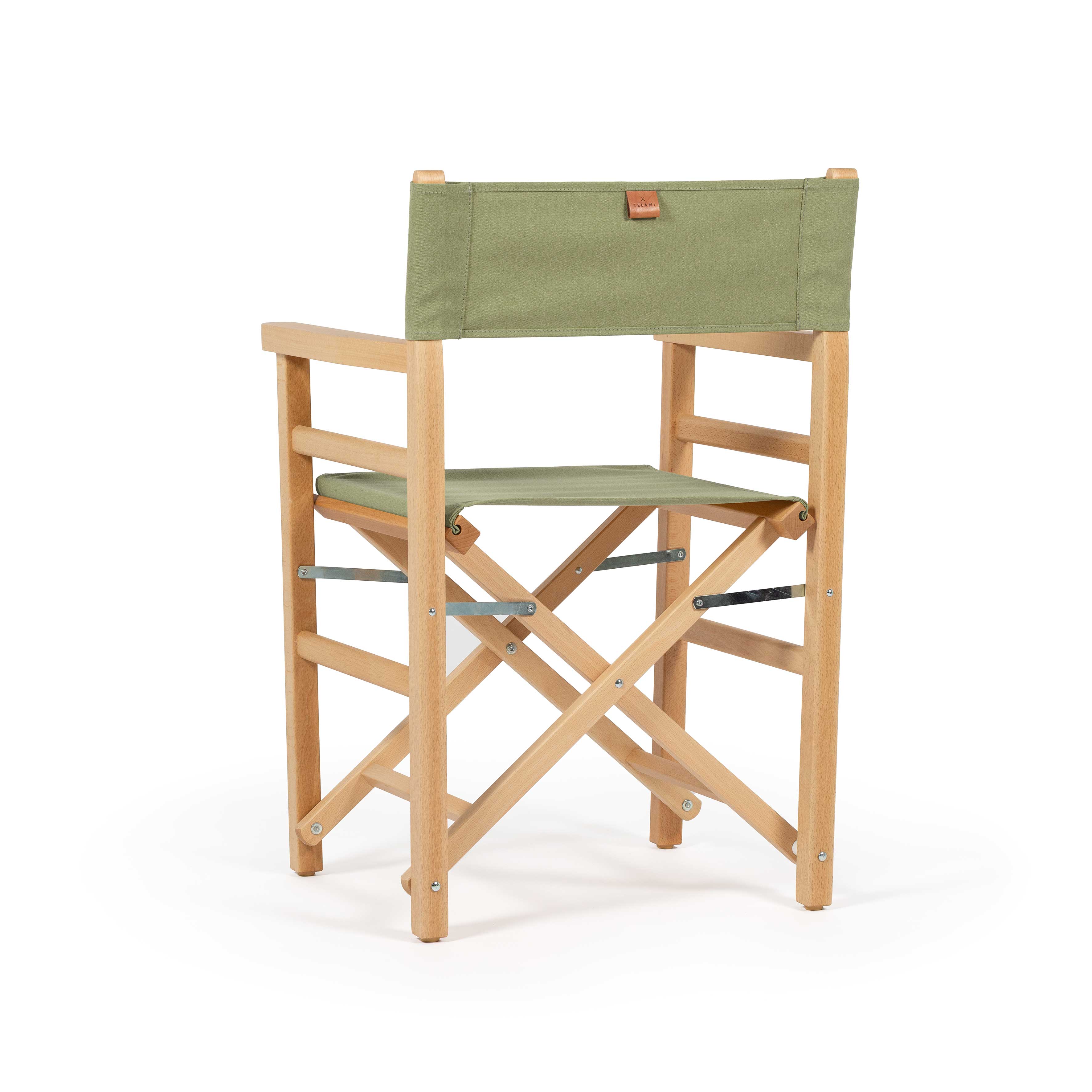 Sedia da Regista Beach Olive Green Natural vista laterale