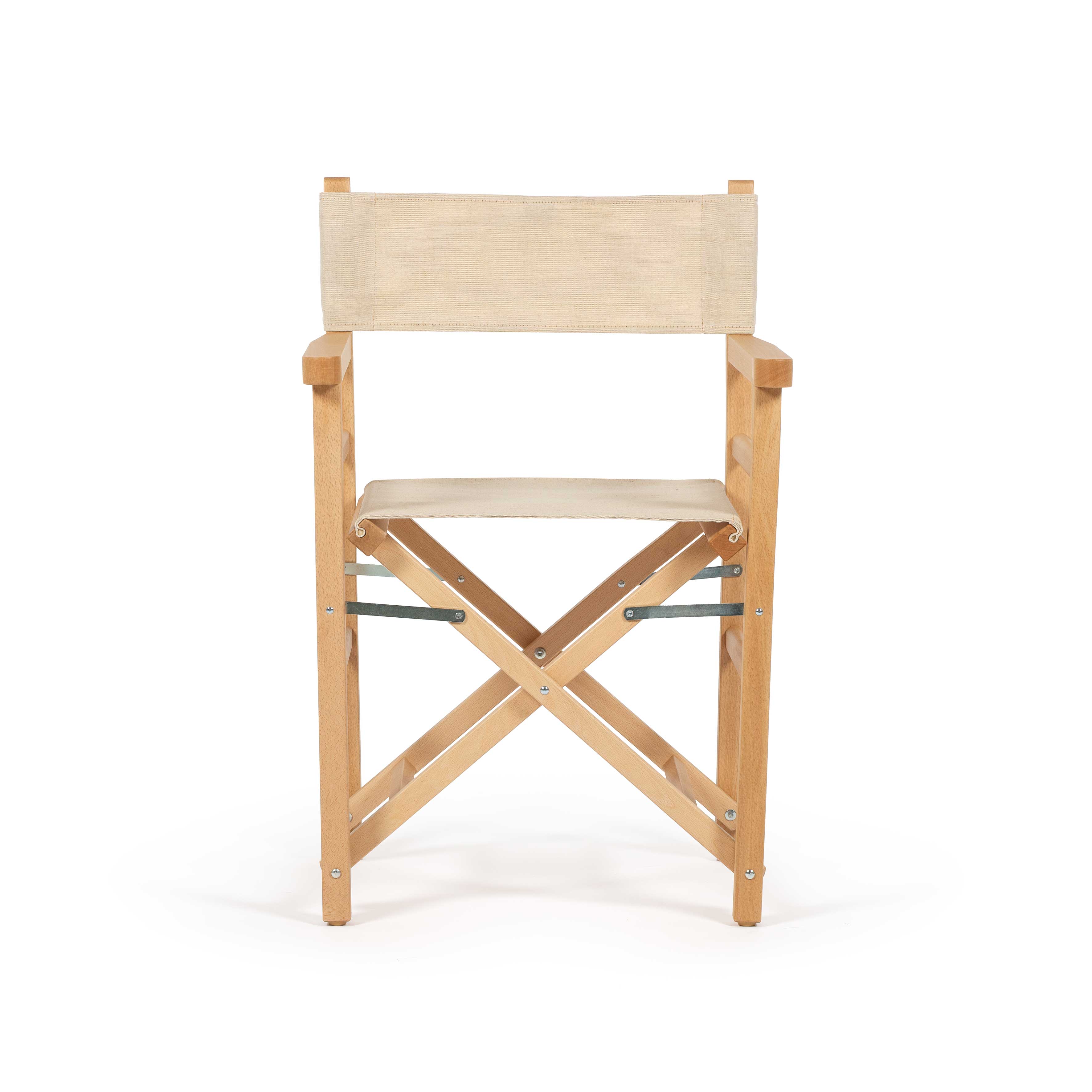 Sedia da Regista Beach Ecru Tinto noce vista laterale