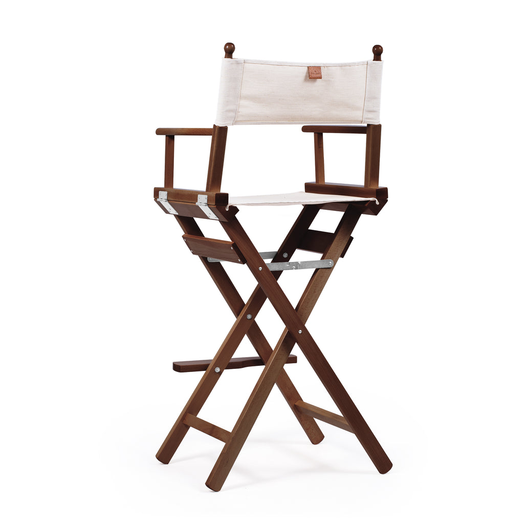 Director's Chair Make-up 1855 Telami waterproof Design Made in Italy outdoor furniture patio chairs Ecru teak-dyed frame