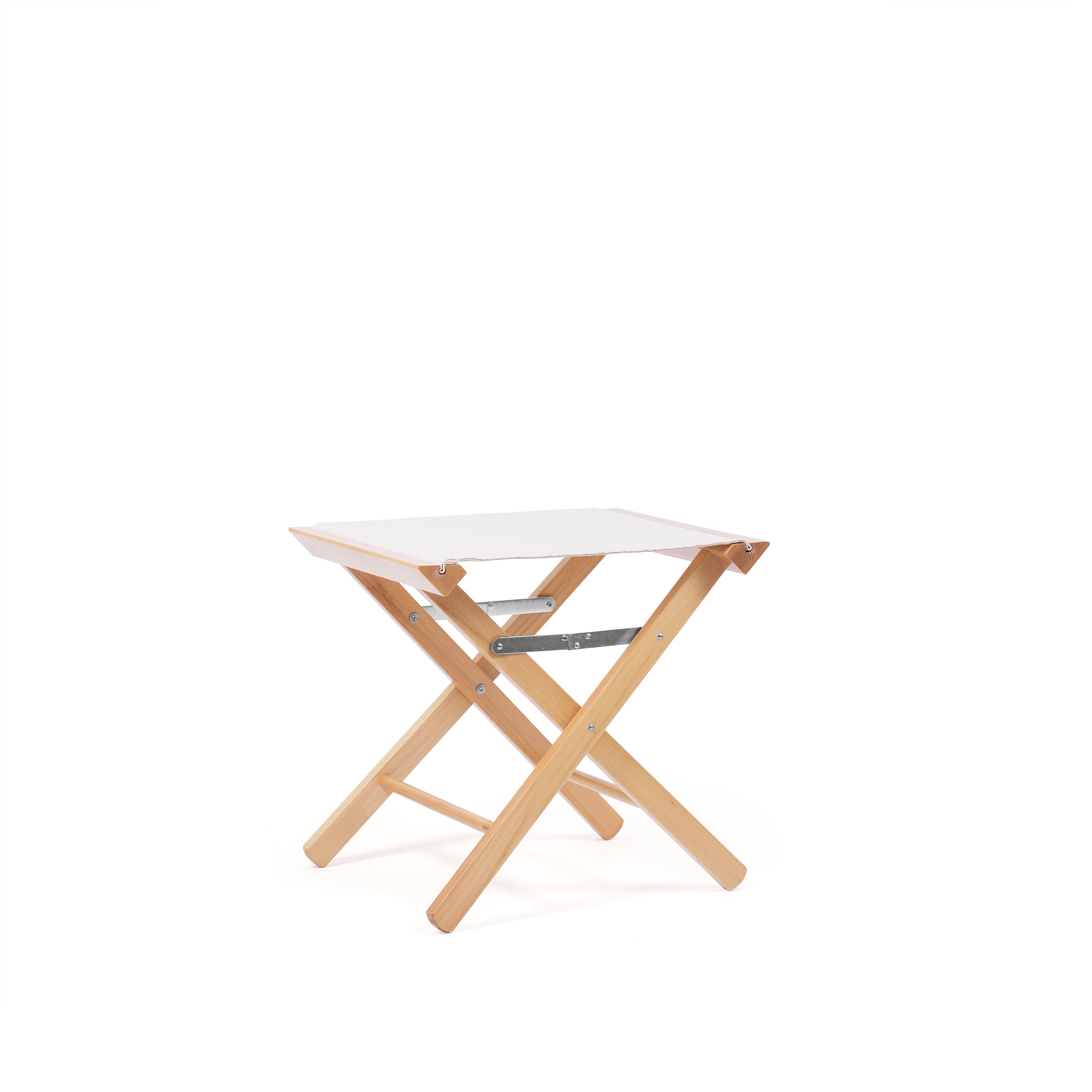 Sgabello Poggiapiedi Pieghevole Imbottito Con Gamba A X, Multifunzionale In Bambù E Velluto, Beige, Per Soggiorno E Camera Da Letto