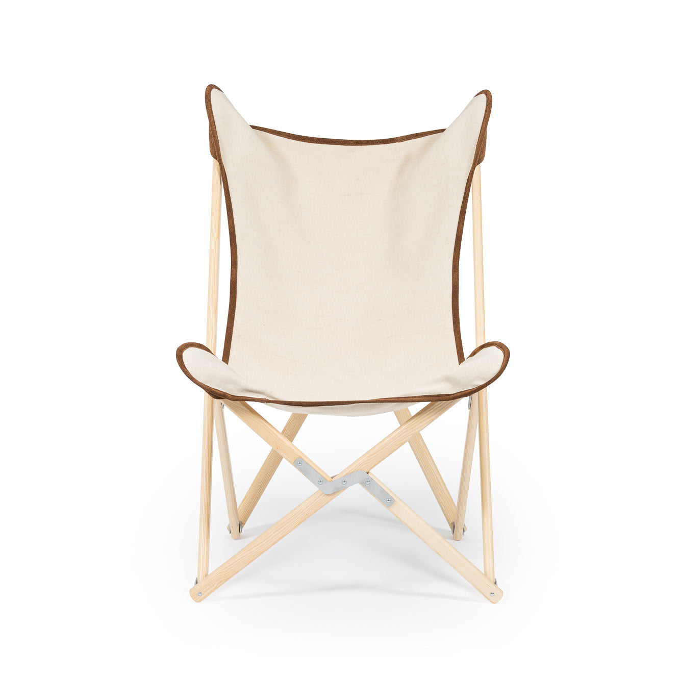 Telami Tripolina is a made in Italy design chair. Telami Tripolina is the original chair. Tripolina Ecru and suede is the iconic armchair, the design legend folding chair and patio chair for outdoor furniture